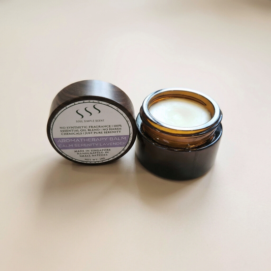 Lavender aromatherapy balm texture with botanical oils and shea butter for calming scent rituals